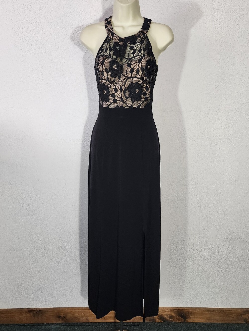 Enfocus Studio Dress Lace-Overlay Halter Vintage Evening Black Size 6 - Picture 9 of 16